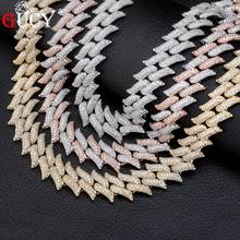 GUCY 16mm Miami Cuban Chains Necklace For Men Gold Silver Color Hip Hop Iced Out Paved Bling CZ Rapper Necklace Jewelry 2024 - buy cheap