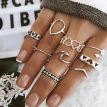 Модное винтажное серебряное кольцо в стиле панк, Женское кольцо с геометрическим орнаментом в виде стрелы в виде сердца, ретро античный перстень с кристаллами для женщин, ювелирные изделия в стиле бохо 2024 - купить недорого