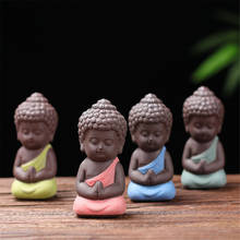 Mini estatua de meditación, pequeño monje creativo, estatua de Buda de arena púrpura, mesa de centro, sala de estar, decoración de coche, escultura artesanal 2024 - compra barato