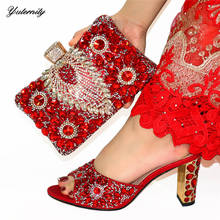 Новое поступление, Женский комплект из обуви и сумки красного цвета со стразами, летний элегантный комплект из обуви и сумки на высоком каблуке, 5 цветов на складе 2024 - купить недорого