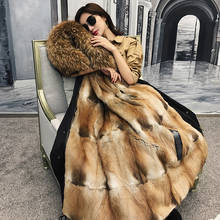 2021 new Real Rabbit Fur Liner Natural Fur Collar Hooded Thick Warm Real Fur Coat Women Waterproof Parka Streetwear 2024 - buy cheap