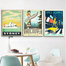 Vintage viagem cidade posters retro famoso paisagem arte da parede nova iorque sydney pintura em tela quadros coloridos fotos decoração casa 2024 - compre barato