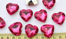 200 шт. 3D Грановитая Акриловые Сердца Bling Стразы/Gems ярко-розовый 25 мм вы выбираете цвет 2024 - купить недорого