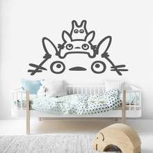 Totoro adesivo de parede para berçário, arte decorativa para quarto de crianças, decalque de parede removível em vinil, sala de estar, decoração nórdica para casa c524 2024 - compre barato