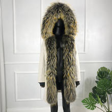 Cstore jaqueta parka feminina pele de coelho natural forrada casaco inverno espesso quente com capuz personalizado 2024 - compre barato
