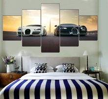 Hd tipo impresso imagem modular 5 peças preto e branco bugatti veyron supercar arte da parede pintura em tela decoração casa sala de estar 2024 - compre barato