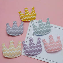Sew on 5.1*4.5cm   40pcs/lot Striped crown patch  Padded Patches Appliques For Clothes Sewing Supplies Decoration 2024 - buy cheap