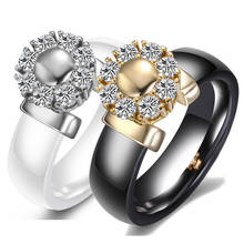 2021 venda nova nova flor zircon cerâmica anel feminino cristal de swarovskis simples 2 cores apto feminino para festa 2024 - compre barato