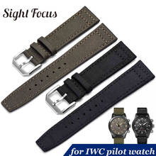 Pulseira de relógio de lona de nylon 20mm 21mm 22mm, pulseira para iwc pilot saliva timezone top gun correia verde preto 2024 - compre barato