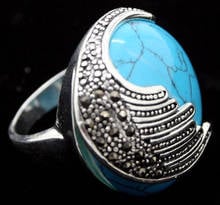 wholesale NEW Blue Natural Stone Marcasite 925 Sterling Silver Ring Size 7/8/9/10 2024 - buy cheap