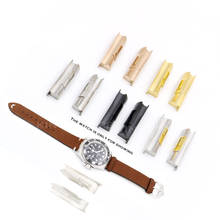 Carlywet-pulseira de couro para relógio, 20mm, prata, dourado, preto, rosa, ouro, cor sólida, ponta curvada, para rolex submariner daytona gmt 2024 - compre barato
