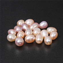 Perlas naturales perforadas de medio agujero para hacer joyas, abalorios ovalados para manualidades, pendientes, manualidades, color rosa dorado, 6-7mm, 10 Uds. 2024 - compra barato