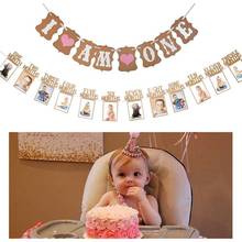 Baby First Birthday Decorations Banner I AM ONE 1-12 Months Photo Banner for Baby Girl/Boy 1st Birthday Party Supply 2024 - buy cheap