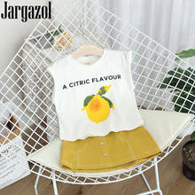 Jargazol Korean Fashion Kids Clothes Summer Lemon Letter Printed Top&skirt Little Girls Clothing Set Cute Outfits Girl Costume 2024 - buy cheap