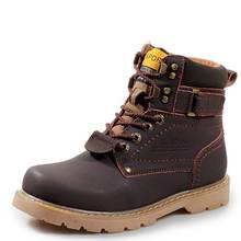 Botas de trabajo de piel auténtica para hombre, botines a la moda, con cordones y hebilla, talla grande 38-46, SXQ0713, primavera, Otoño e Invierno 2024 - compra barato