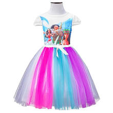 Bibihou First Birthday Girls Clothing vaiana Summer Princess Girls Clothes Moana Cartoon Tulle Tutu Dresses Rainbow Handmade 2024 - buy cheap