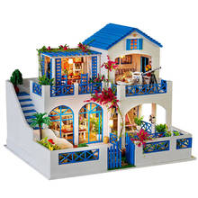 Casa de muñecas grande europea para niños, muebles en miniatura con jardín, juguetes de ensamblaje, Casa de regalo de cumpleaños 2024 - compra barato