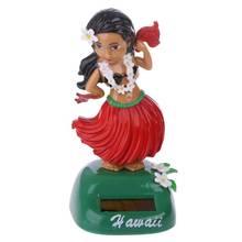 1PC Car Ornaments Hawaii Girl Hula Shaking Head Toy Solar Powered Auto Interior E7CA 2024 - buy cheap