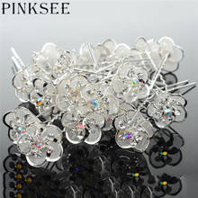 Pinksee Charm Fashion 20pcs Transparent Crystal Flowers Hair Pins for Women Wedding Bride U-shape Stick Hair Barrette Wholesale 2024 - buy cheap