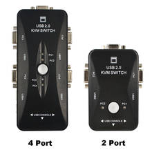 KVM-переключатель VGA на 2/4 портов, 2X1/4X1, USB 2,0, разветвитель, селектор-адаптер, USB 2,0 KVM 2/4 в 1 выход VGA для 2/4 узлов компьютера, ПК 2024 - купить недорого