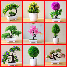 Cheap 1pcs of various artificial plants lotus potted plastic flower desktop decoration Christmas simulation bonsai craft green p 2024 - buy cheap