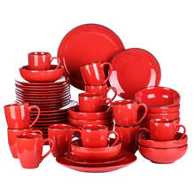Набор посуды Vancasso Navia Red из 16/32/48 керамической керамики с обеденной пластиной, тарелкой для десерта, чашей 800 мл, набором кружек 380 мл 2024 - купить недорого