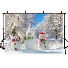 Fondo de invierno para fotografía de estudio fotográfico, decoraciones navideñas de pino, nieve, muñeco de nieve 2024 - compra barato