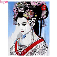 Full square round diamond embroidery Japanese woman diamond mosaic watercolor Decoration diy 5d diamond painting people art icon 2024 - buy cheap