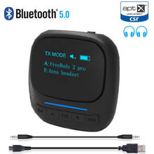 Bluetooth 5,0 аудио передатчик приемник OLED дисплей Aptx LL AAC стерео беспроводной адаптер 3,5 мм AUX RCA для ТВ автомобиля ПК динамика 2024 - купить недорого