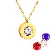 LUXUKISSKIDS Round Mixed Zircon Pendant Chain Necklace For Men Women Jewelry Stainless Steel Necklaces Collars Collier 2024 - buy cheap