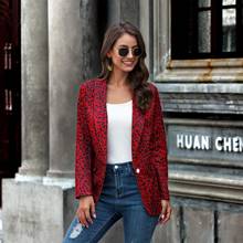 Office Ladies Notched Collar Leopard Print Women Blazer Chic High Street Autumn Jacket Spring Casual Red Female Suits Coat 2024 - buy cheap