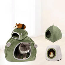 Cama de pelúcia macia para animais de estimação, casa de dormir para gatos grandes e pequenos, filhotes, gatinhos, interno, feita de algodão, ninho com tapete 2024 - compre barato