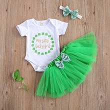 Ma & Baby-Conjunto de ropa para niñas recién nacidas de 0 a 24 meses, Pelele con estampado de trébol de cuatro hojas para el Día de San Patricio, tutú de lentejuelas, faldas, trajes 2024 - compra barato