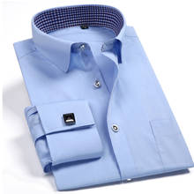 Mwxsd marca dos homens vestido camisas dos homens manga longa formal camisa de negócios masculino estilo francês 2024 - compre barato