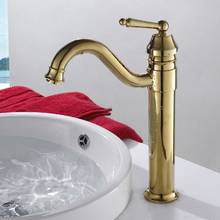 Luxury Gold Color Deck Mounted Bathroom Sink Basin Faucet Swivel Spout Single Handle Vessel Sink Mixer Brass Taps 2024 - buy cheap