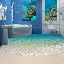 Pintura de piso personalizada em 3d, qualquer tamanho, foto, oceano, água do mar, estrela do mar, sala de estar, banheiro, parede 2024 - compre barato
