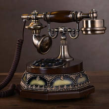 Telefone retrô europeu clássico, telefone móvel com botão de discagem, decoração de telefone para casa com display fsk/dtmf id de chamada 2024 - compre barato