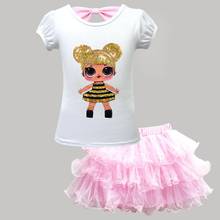 LOL/комплекты одежды для детей милая футболка + фатиновая юбка-пачка комплект из 2 предметов Детский Повседневный Спортивный костюм комплект одежды принцессы Эльзы для девочек 2024 - купить недорого