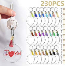 230Pcs Key Ring DIY Clear Circle Discs Keychains Making Kit Metal Acrylic Round Keyrings Blanks Tassel Pendant As Party Favors 2024 - buy cheap