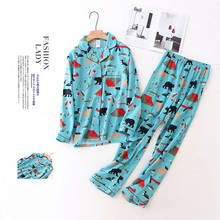 Women Pajamas Sets 100% Cotton Pyjamas Autumn Brushed Winter Warm Cute Cartoon Sleepwear Pijamas Mujer Pyjamas Womens Clothing 2024 - buy cheap