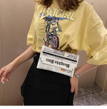 Women Newspaper Print Design Shoulder Bag Messenger Bag Fashion Flap Envelope Bag Day Clutches Purse Chain Crossbody PU Handbag 2024 - buy cheap