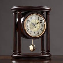Relógio de mesa decorativo europeu, relógio de mesa madeira sólida 2024 - compre barato