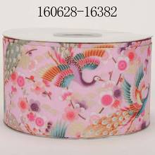 NEW 3' 75mm 50 yards pink peacock with flowers pattern printed grosgrain ribbon free shipping 2024 - buy cheap