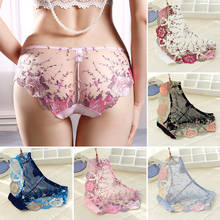 Fashion Women Lace Flower Transparent Panties Print Embroidery Shorts Low Waist Thin Underwear Sexy Breathable 2024 - buy cheap