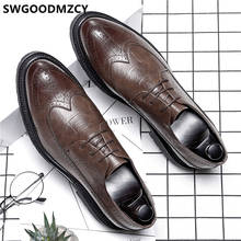 Office Shoes Men Dress Coiffeur Brogue Shoes Men Classic Brown Dress Formal Leather Shoes For Men Italian Brand Wedding Dress 2024 - buy cheap