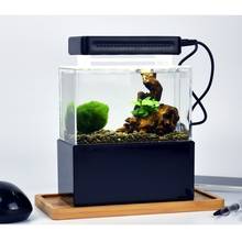 Мини-аквариум для рыб, настольный аквариум для рыб с водяным фильтром, светодиодный светильник, USB воздушная помпа, портативный пластиковый аквариум для рыб 2024 - купить недорого
