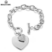 Romantic CZ Crystal Heart Bracelets Alloy Gold Color Lock & Key Charms Bracelets for Women Love Cuff Brand Bracelet Jewelry Gift 2024 - buy cheap