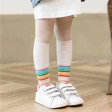 Kids Cotton Ribbed Leggings Summer Thin Little Girl Toddler Child Fashion Colorful Rainbow stripe Boomers Pants Baby Accessories 2024 - buy cheap