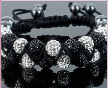 Novo Estilo! 10mm Dois row melhor barato Quente OKE Branco disco Ball Beads Bangles Pulseira jóias Presente de Natal de cristal do Shamballa 2024 - compre barato