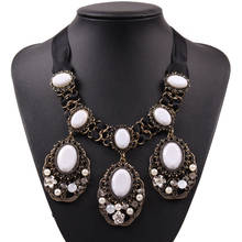 2021 Fashion New Arrival  Brand Black Rope Chain Resin Flower Pendant Necklace Choker Collar for Women Jewelry 2024 - buy cheap